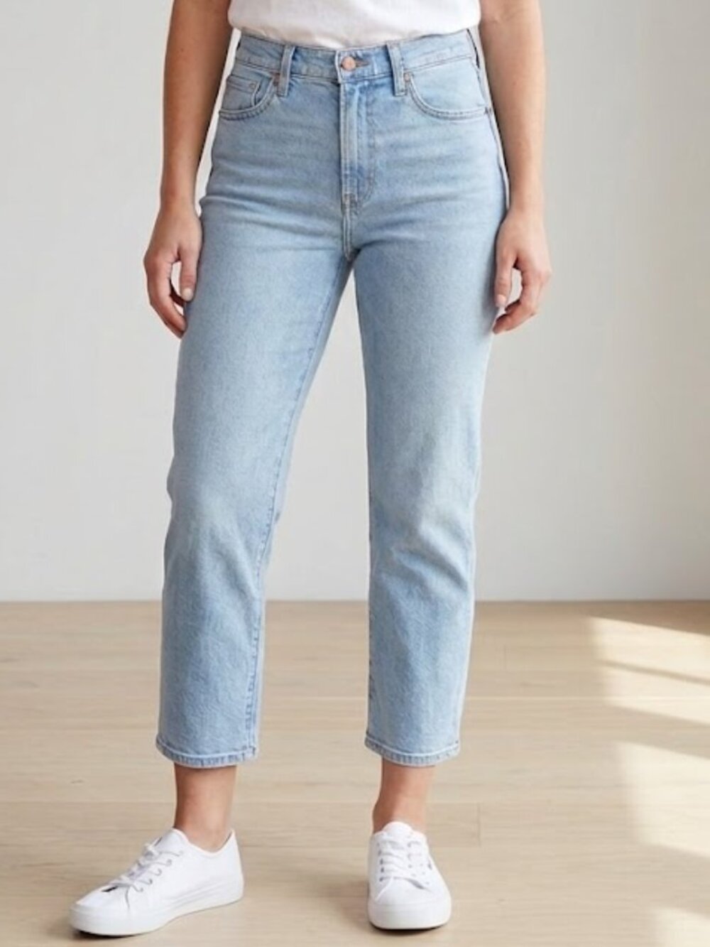 *3 FOR $9* Wild Fable Wide Straight Leg Fit Light Wash Rinse Crop Capri Jeans 6